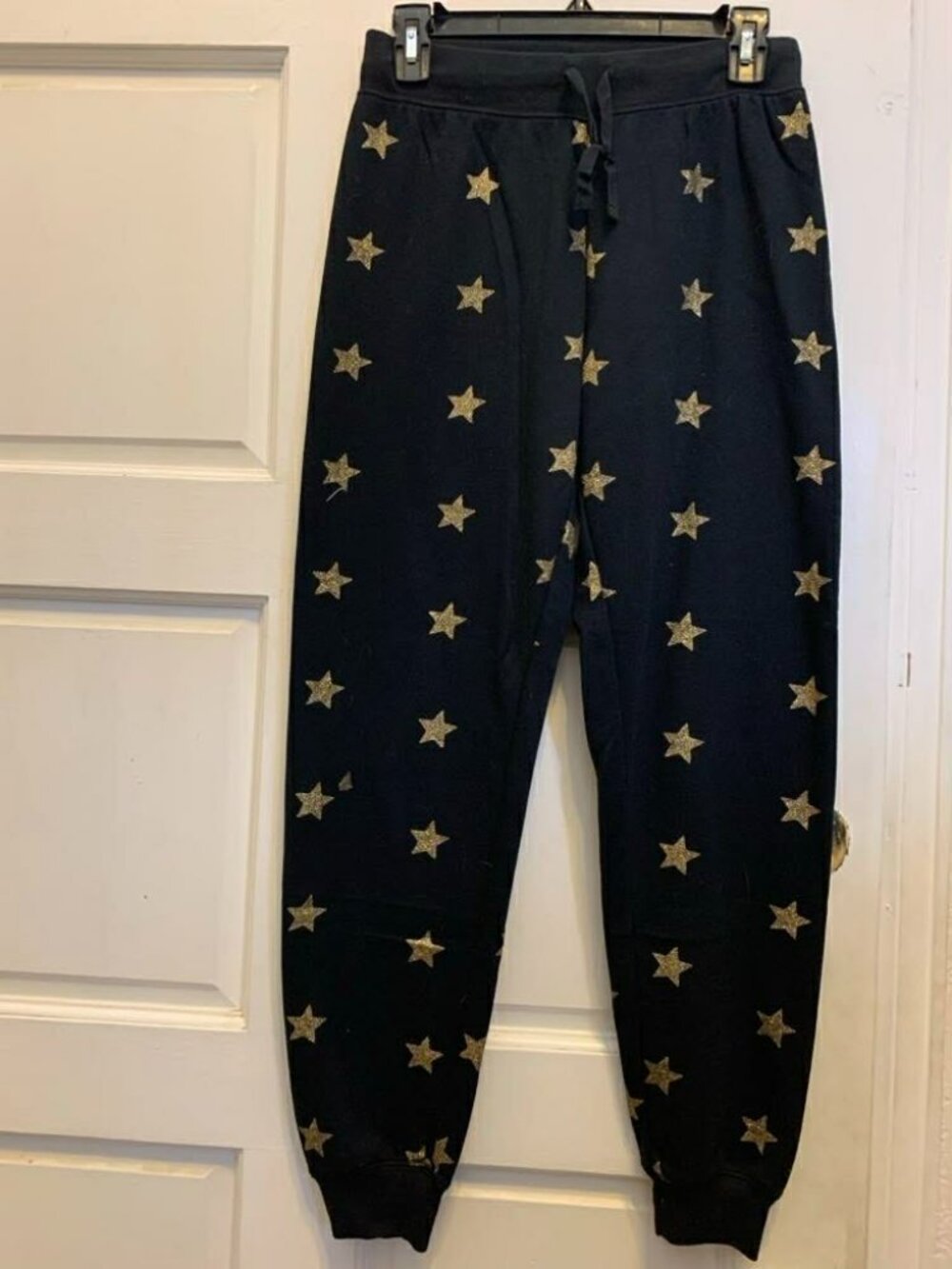 EUC Juicy Couture Girls Black with Gold Stars French Terry Joggers size XL